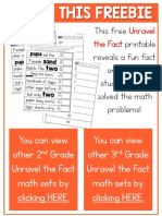 2 and 3 Digit Addition and Subtraction Unravel The Fact Freebie