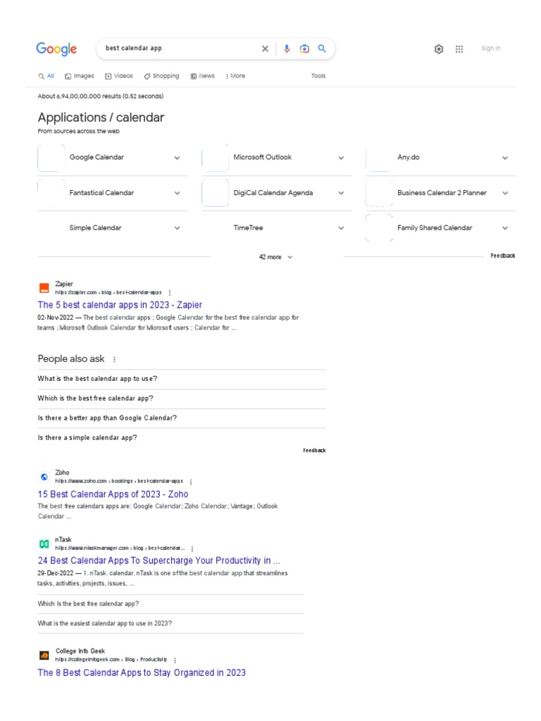 Best Calendar App Google Search PDF Application Software