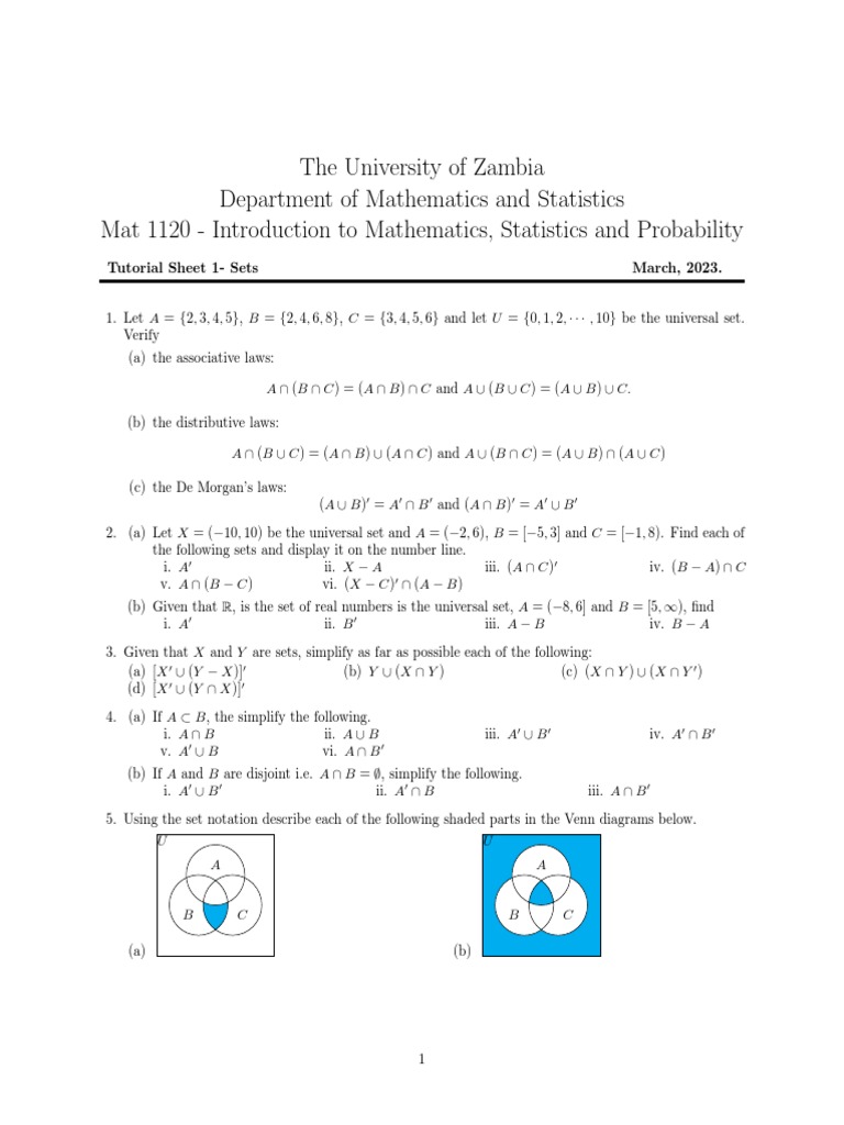 Mat 1120 Tutorial Sheet 1 2022 23 | PDF | Rational Number | Set ...