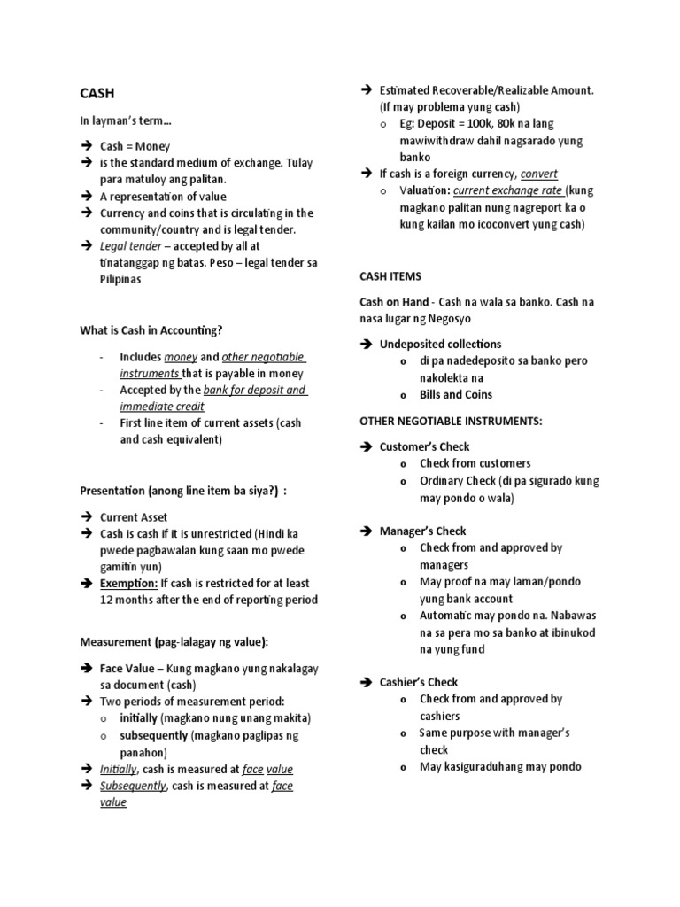 IA 1 - 1 Cash and Cash Equivalents | PDF | Cash | Banks