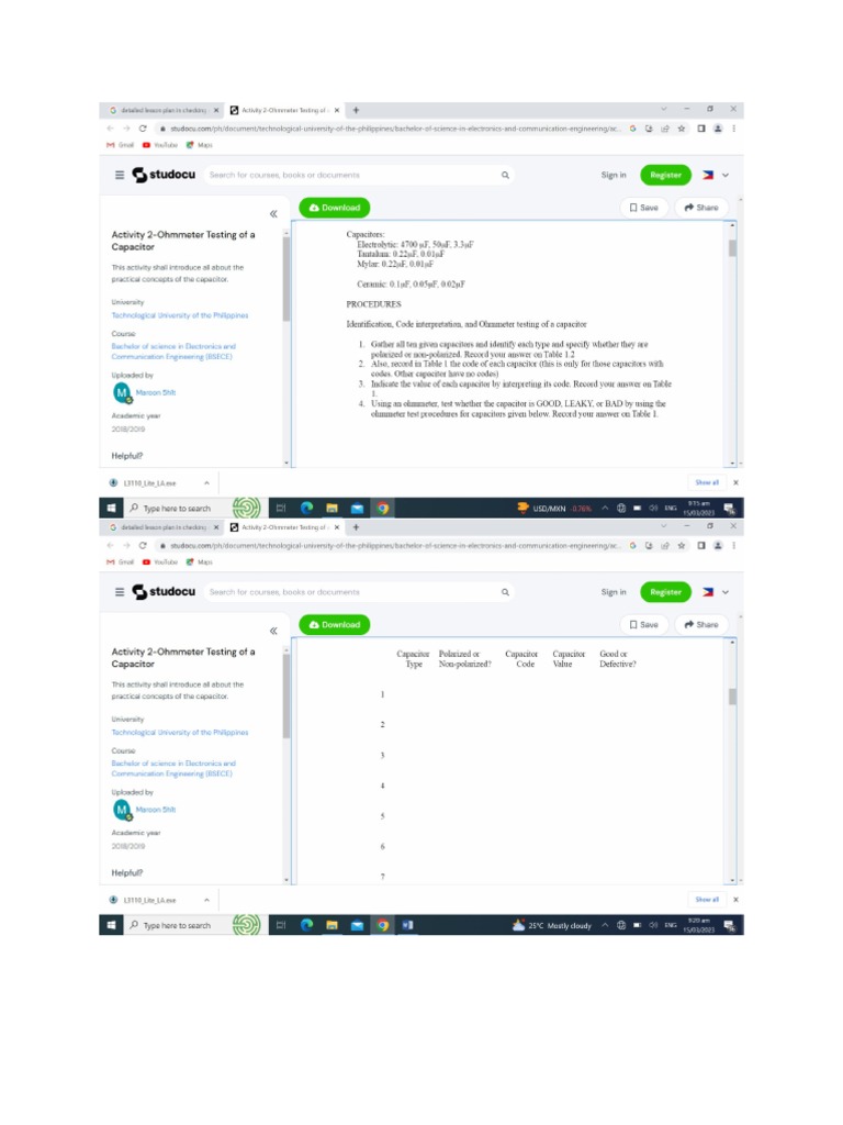 Lesson Plan in Capacitor Testing PDF