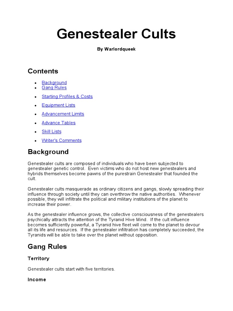 Genestealer Cults: Rules and Guidelines | PDF | Science & Mathematics