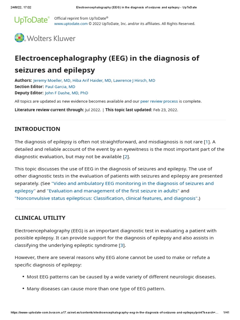 Electroencephalography (EEG) in The Diagnosis of Seizures and Epilepsy ...