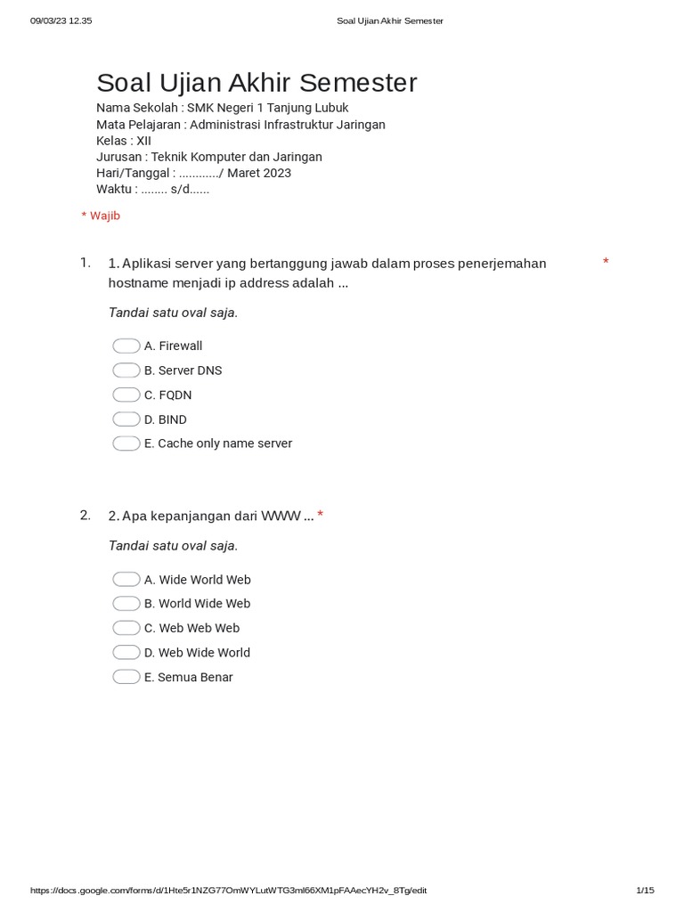 Soal AIJ Formulir Tanpa Judul Google Formulir PDF