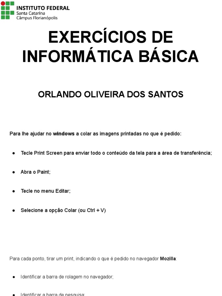 Exercícios Práticos de Informática Básica | PDF | Programas | Informática
