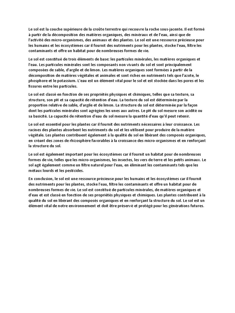 Importance et composition du sol | PDF | Sol (pédologie) | Matière ...