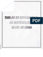 Dokumen - Tips - Tablas de Rendimiento de Materiales y Mano de Obra PDF
