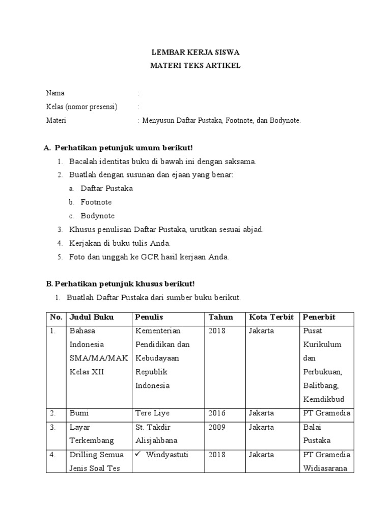 Panduan Menyusun Bodynote dan Footnote | PDF