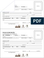 Ficha de Inscrição - Catequese Eucarística