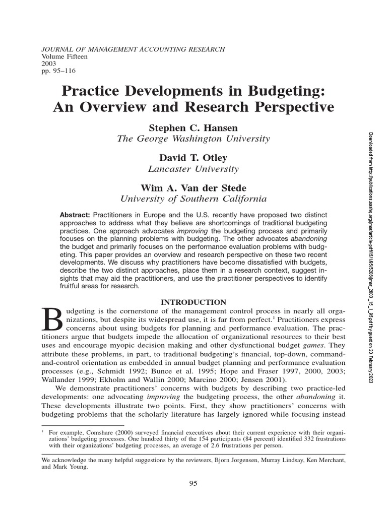 Jmar 2003 15 1 95 pdf performance appraisal management accounting