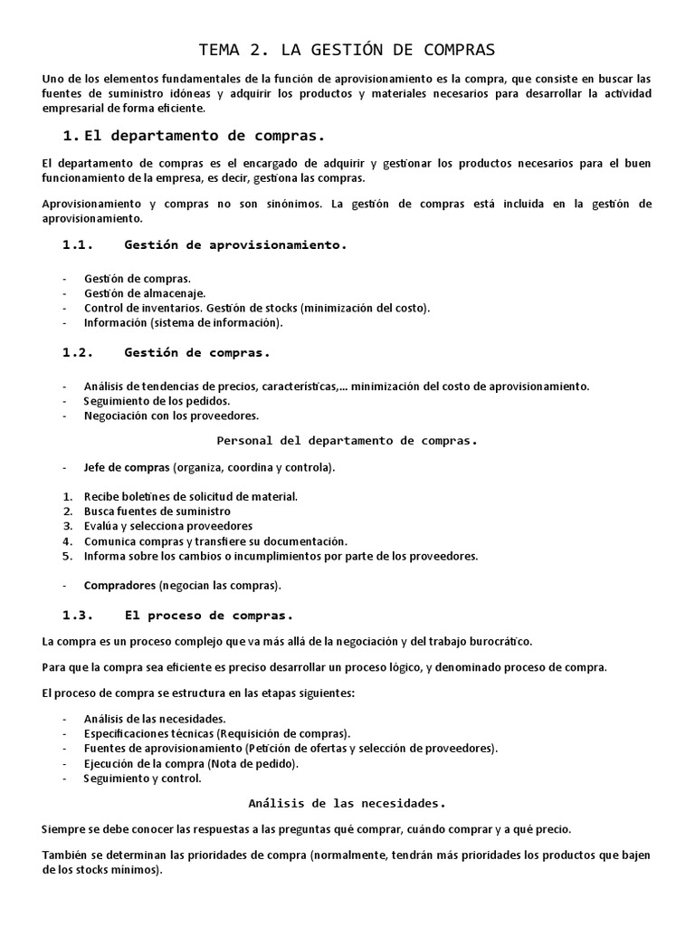 Proceso de Gestión de Compras Empresarial | PDF | Obtención | Calidad ...