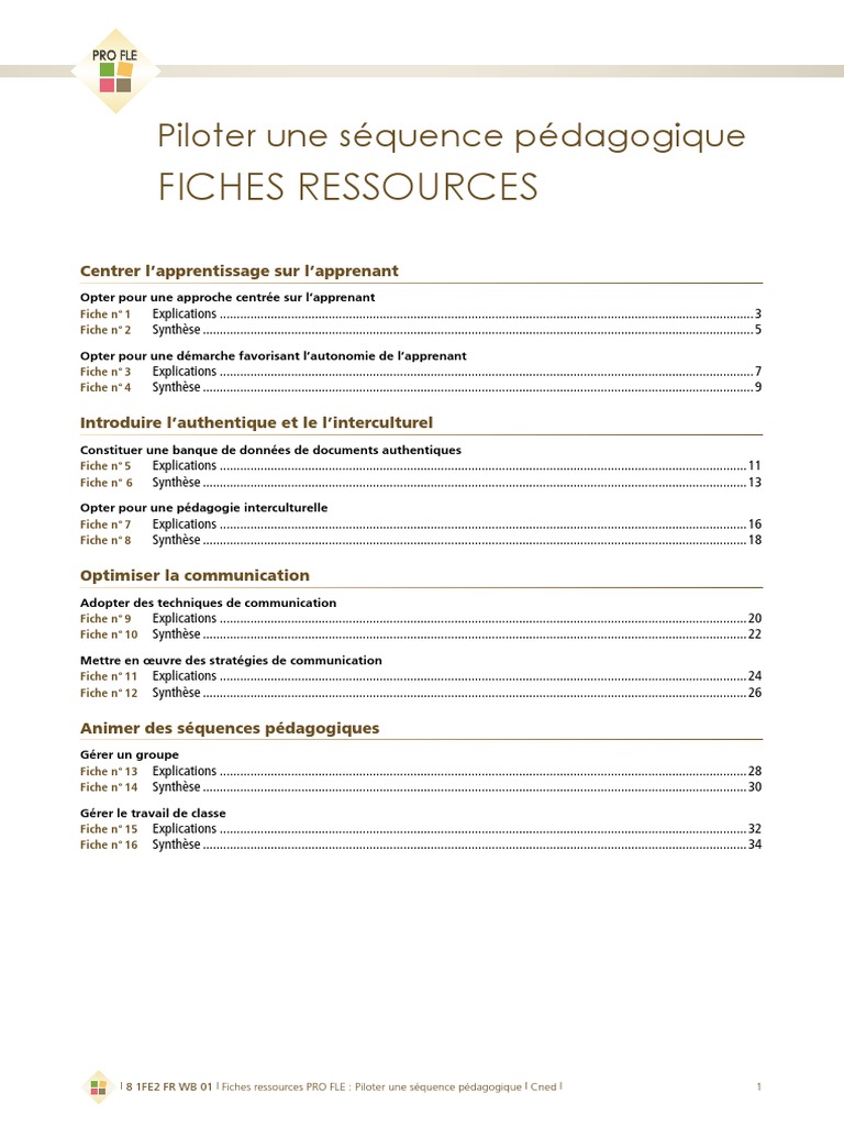Piloter Une Séquence Pédagogique PDF | PDF | Pédagogie | Apprentissage