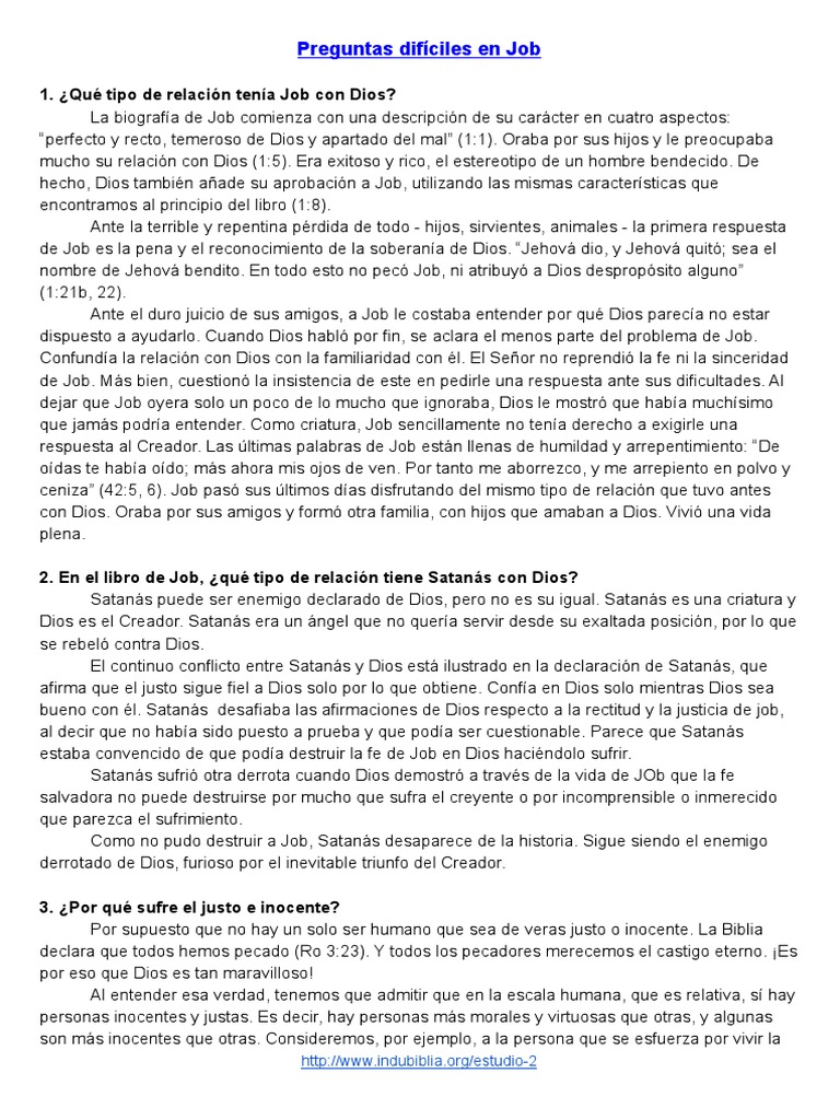 Relación de Job con Dios y el sufrimiento | PDF | Libro de trabajo | Satán