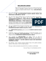 Declaración jurada de gastos y deudas