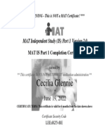 Mat Independant Study Part 1 Certification