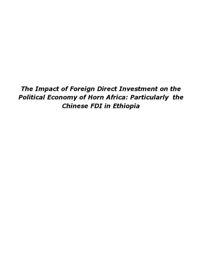 Chinese FDI Impact in Ethiopia | PDF | Foreign Direct Investment | Ethiopia