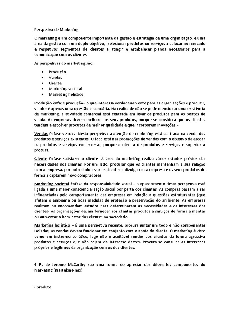 Perspectivas e Estratégias de Marketing | PDF | Marketing | Business