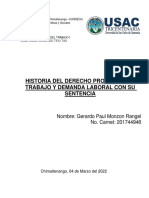 Historia Del Derecho Procesal Del Trabajo y Demanda Laboral Con Su Sentencia