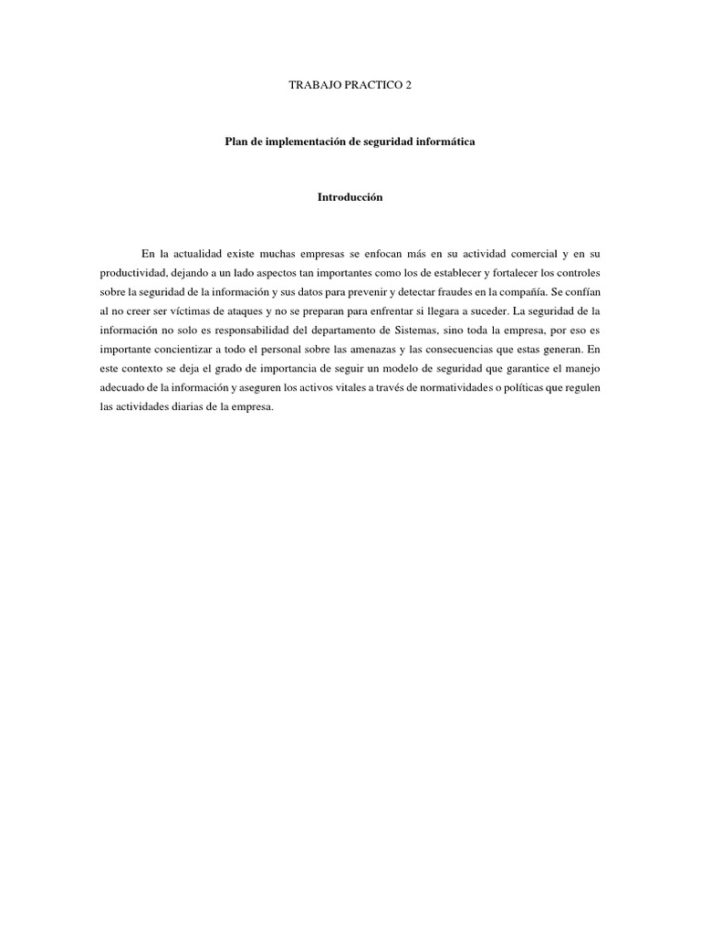 Plan de Seguridad Informática para Empresas | PDF | La seguridad ...