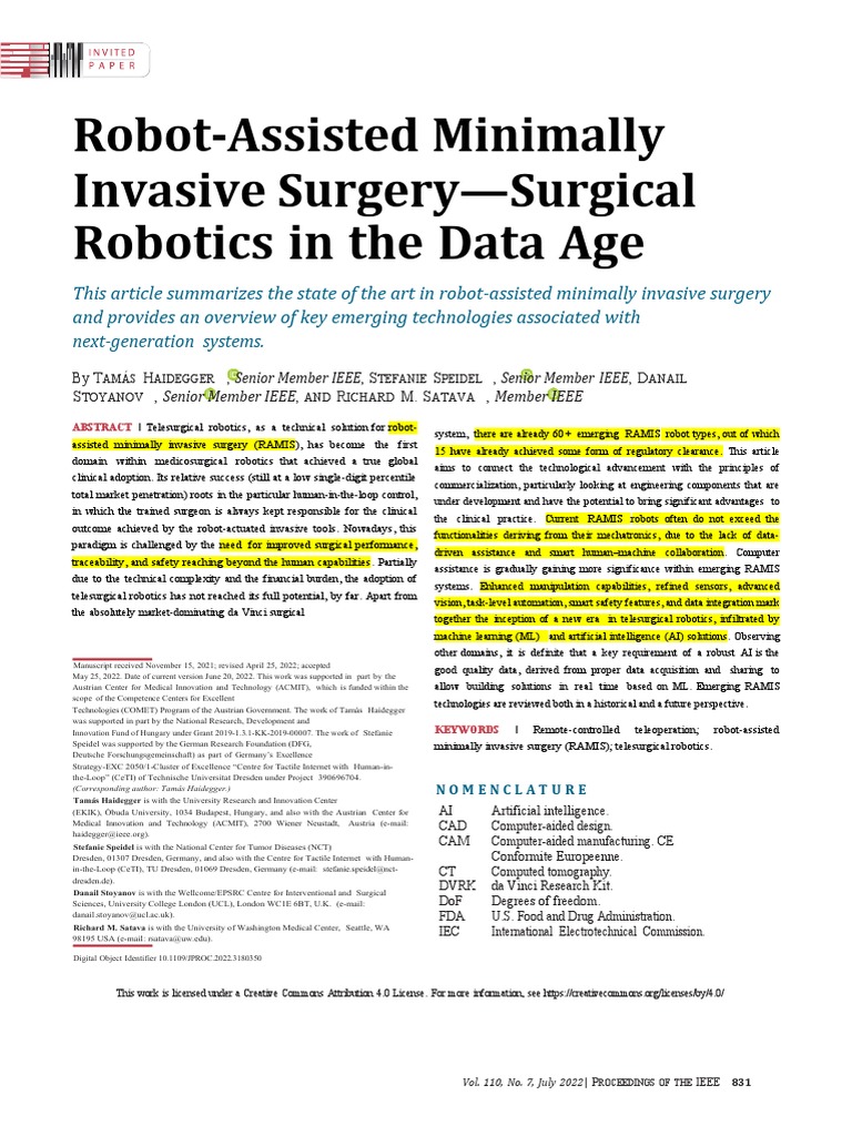 Advances in Robotic Surgery Technology | PDF