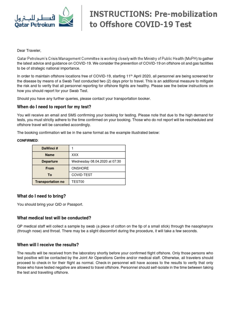 Swab Test Instructions PDF Centers For Disease Control And