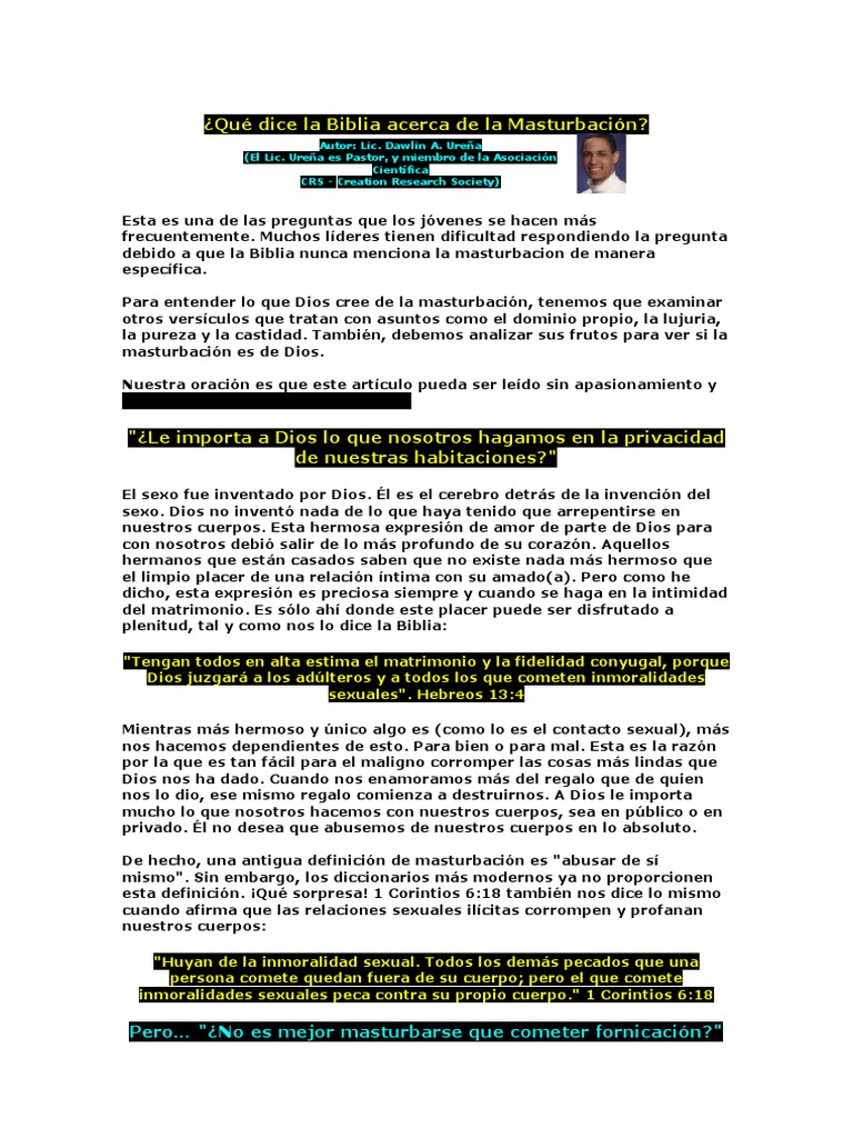 La Biblia y la Masturbación: Perspectivas | PDF | Pecado