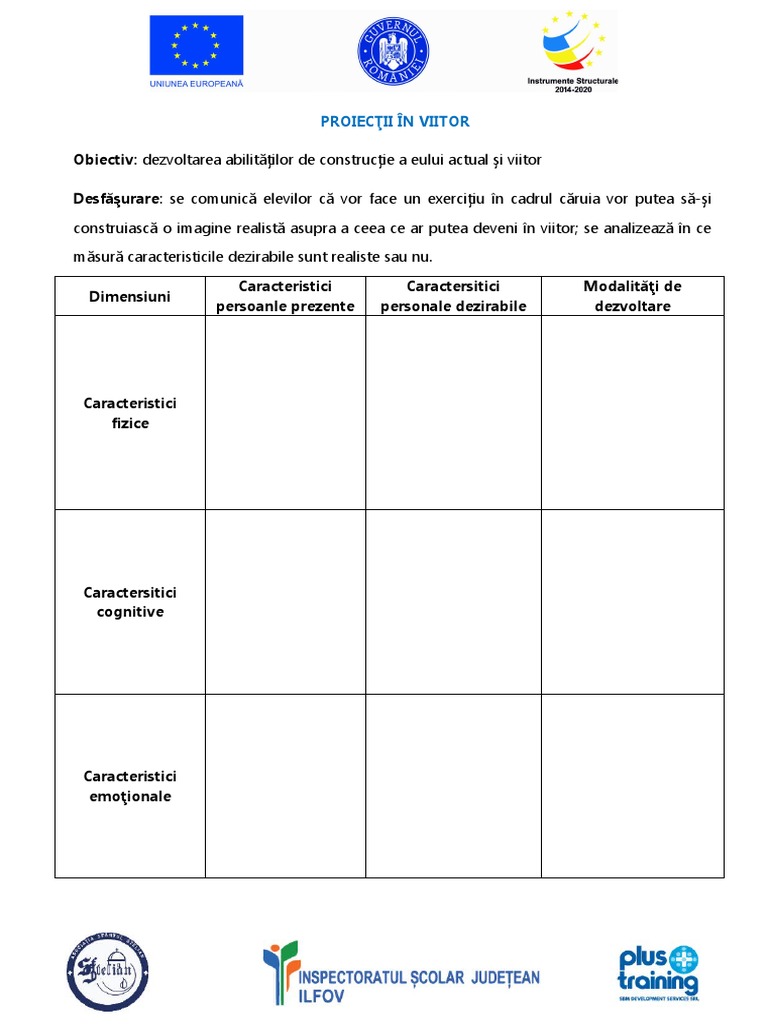 Fisa de Lucru - Proiectii in Viitor | PDF