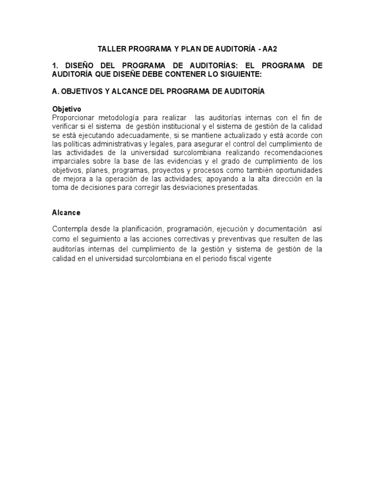 Programa y Plan de Auditoría 2023 | PDF | Auditoría | Planificación