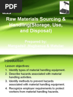 Raw Materials Sourcing HandlingStorage Use and Disposal