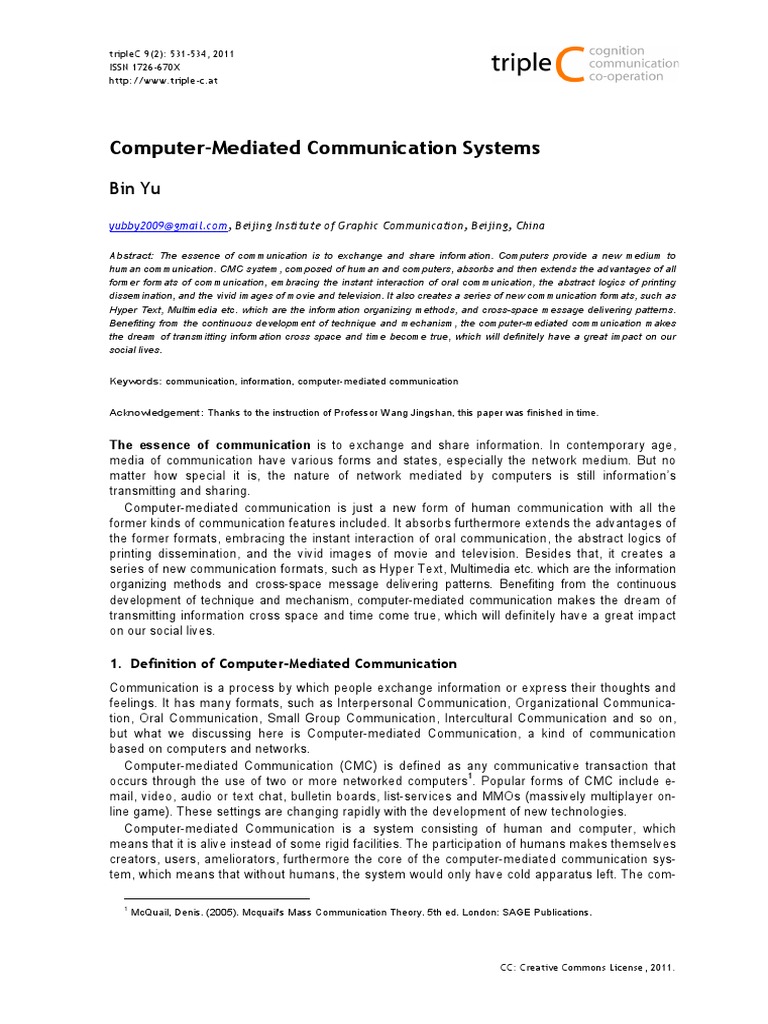 ComputerMediated Communication Systems PDF Computer Network