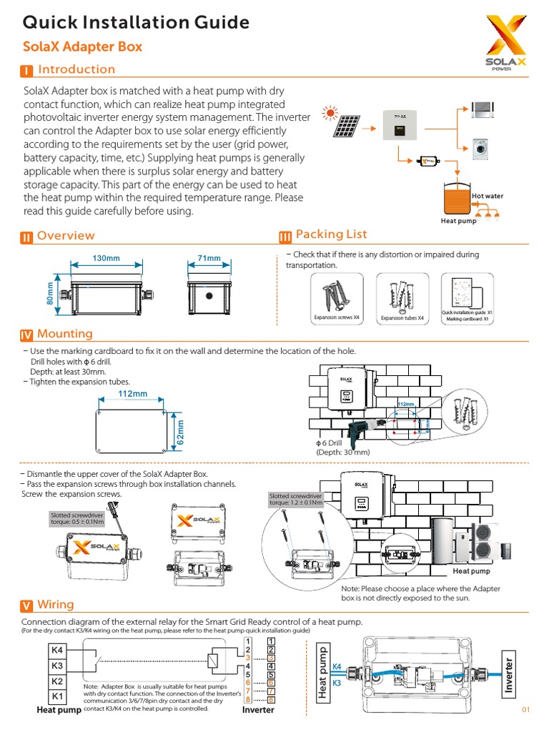 Solax Adapter Box Installation Guide English PDF Heat Pump Water