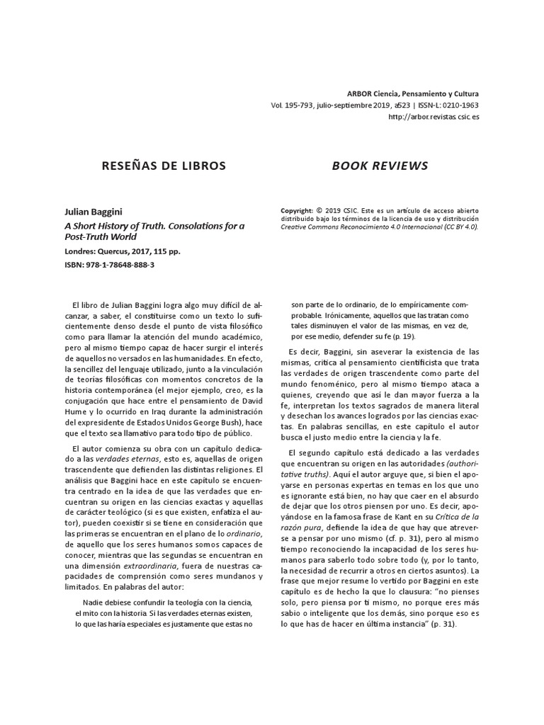 Unidad 2 - Breve Historia de La Verdad | PDF