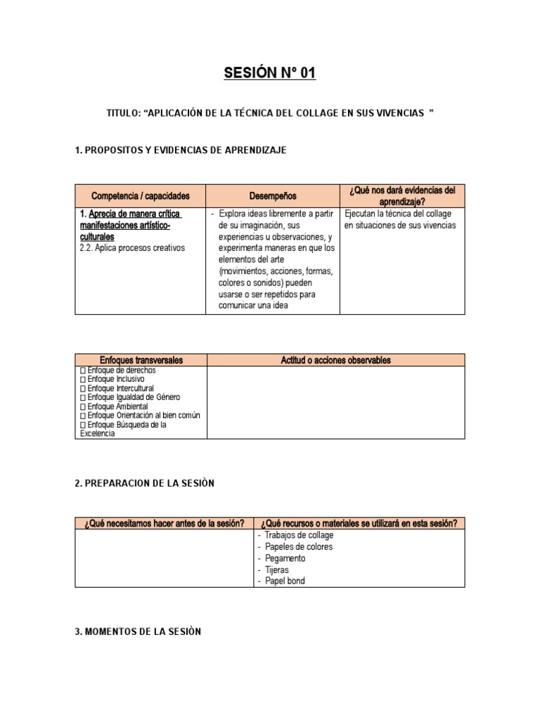 Sesion Arte y Cultura | PDF | Collage | Aprendizaje