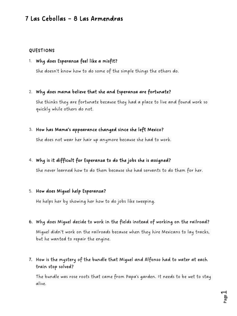Esperanza Rising: Chapter 7 Summary | PDF