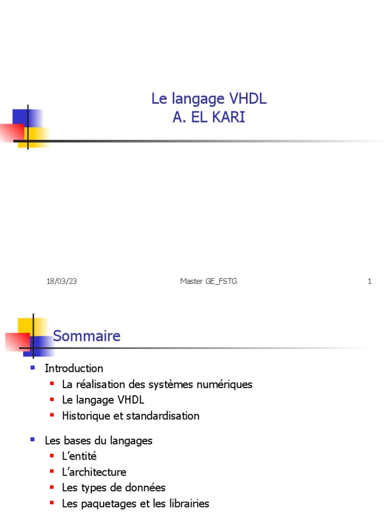 Introduction au langage VHDL | PDF | VHDL | Langage de programmation