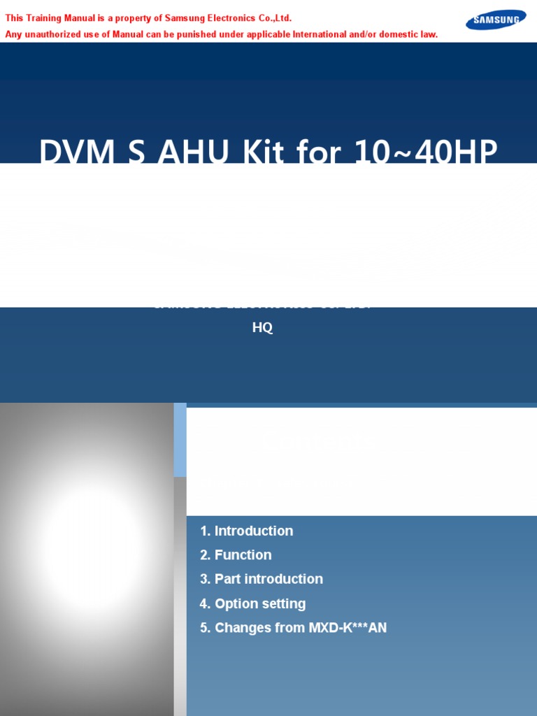 Samsung DVM S AHU Kit Manual | PDF | Thermostat | Electrical Connector