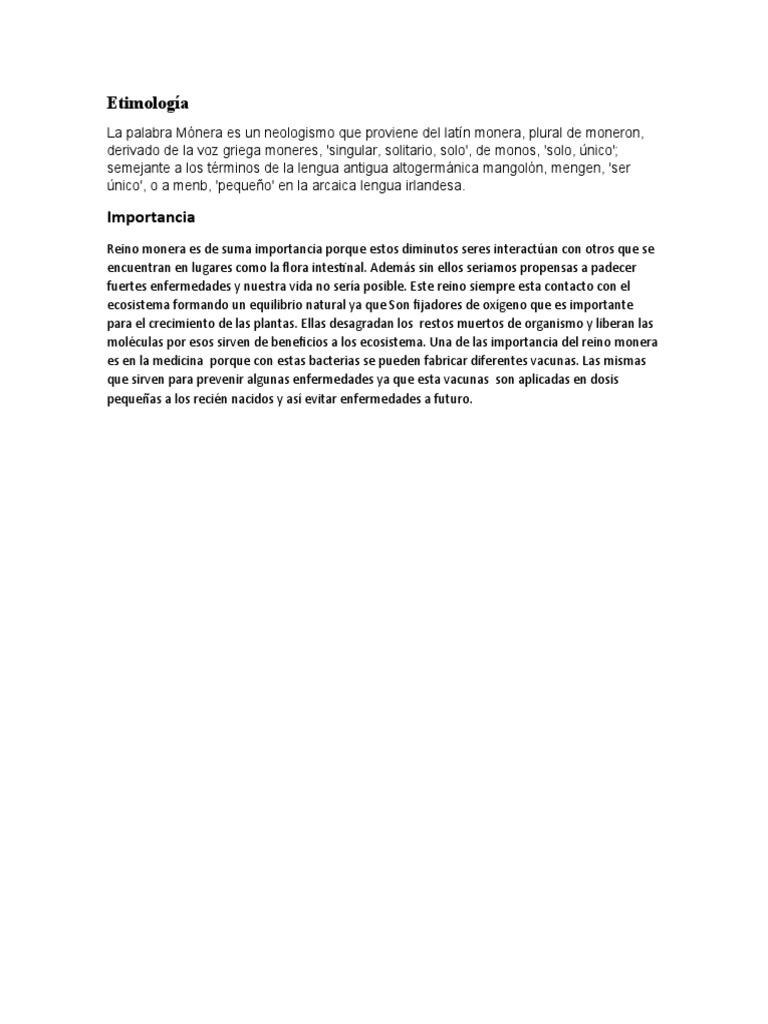 Significado y relevancia del reino Monera | PDF