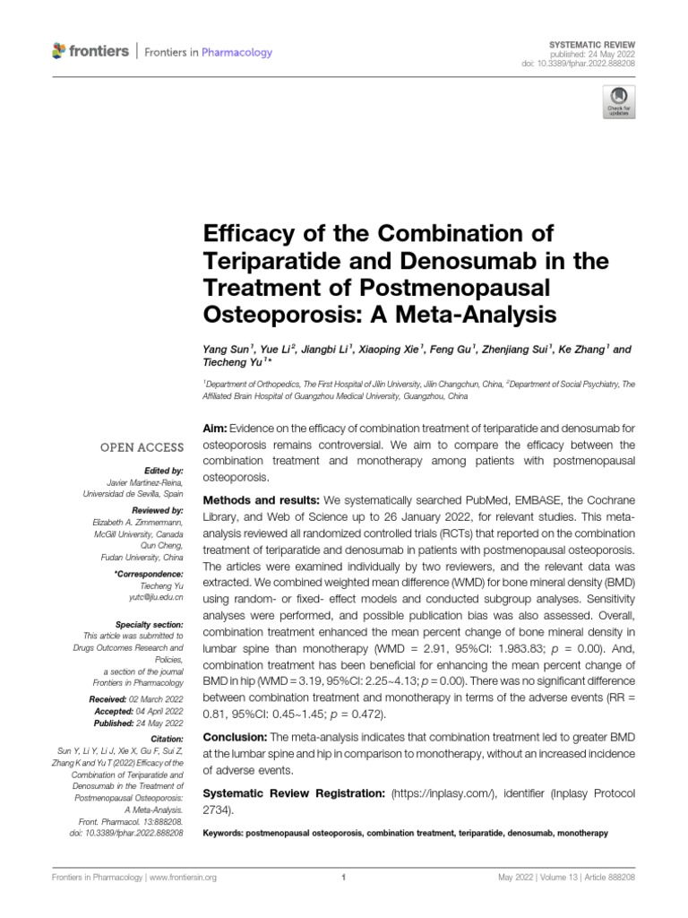 Teriparatide Treatment Of Osteoporosis