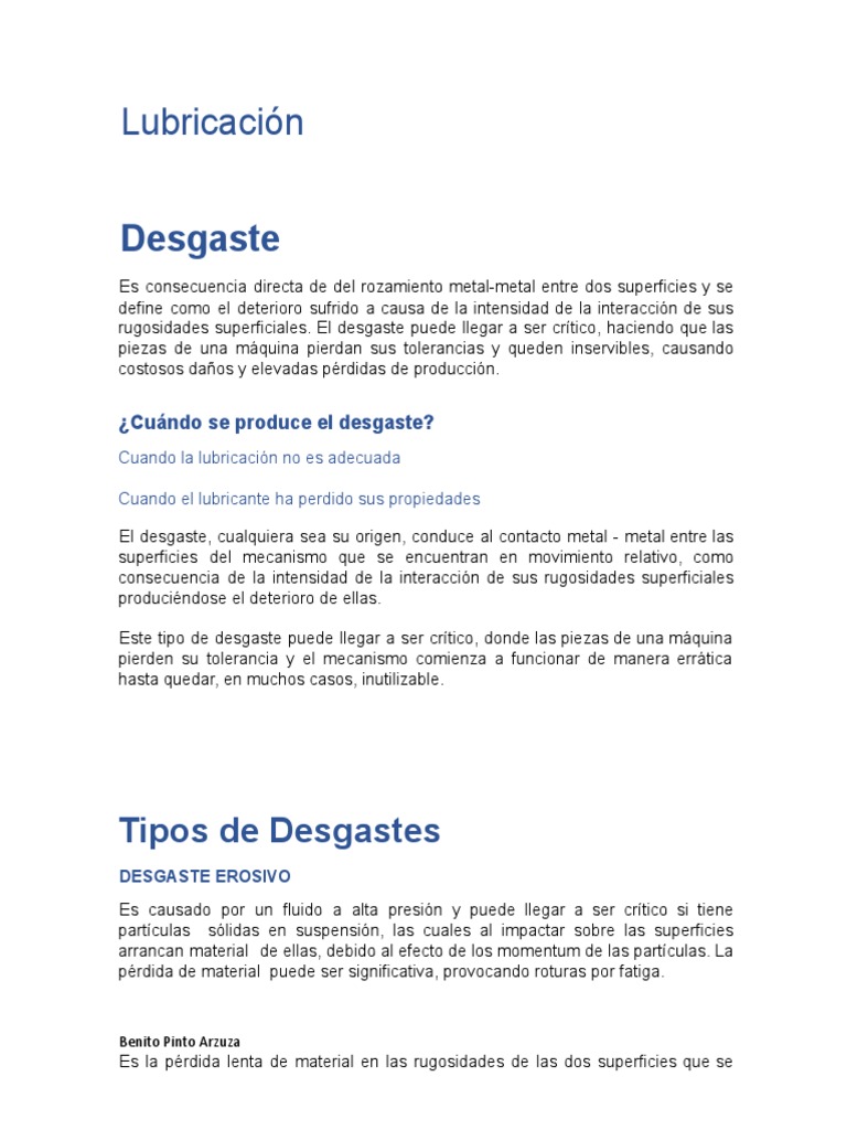 Tipos y Causas de Desgaste en Lubricación | PDF | Lubricante | Corrosión