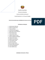 Lista de concorrentes para atividades de concurso com parceria do PNAB na Escola Primária do 1o e 2o Graus de Pangaia