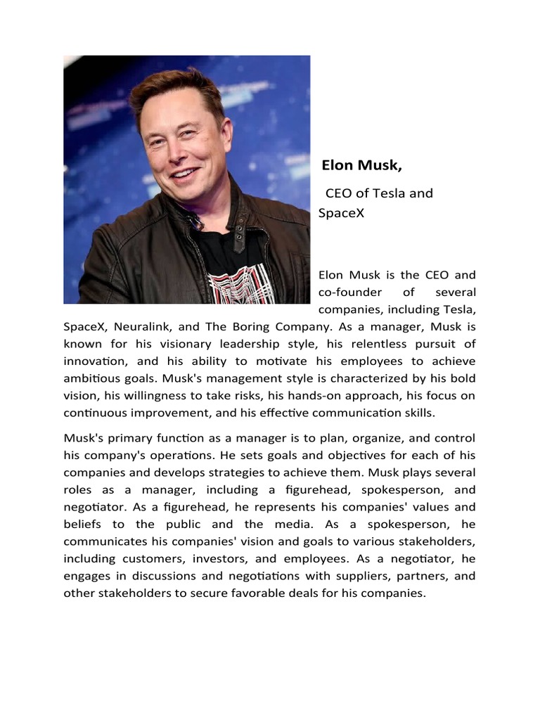 Elon Musk | PDF | Elon Musk | Corporate Social Responsibility