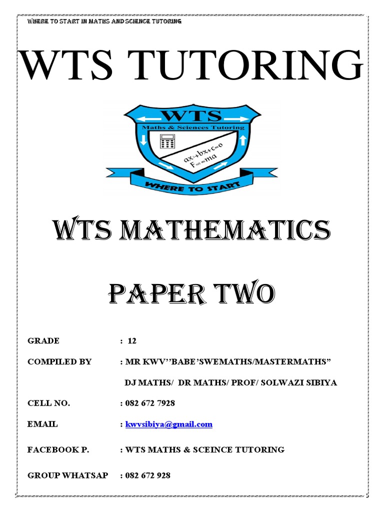 Grade 12 Maths Tutoring Guide | PDF