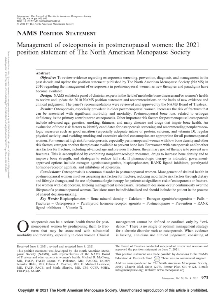 Management of Osteoporosis in Postmenopausal.3 | PDF | Osteoporosis | Bone