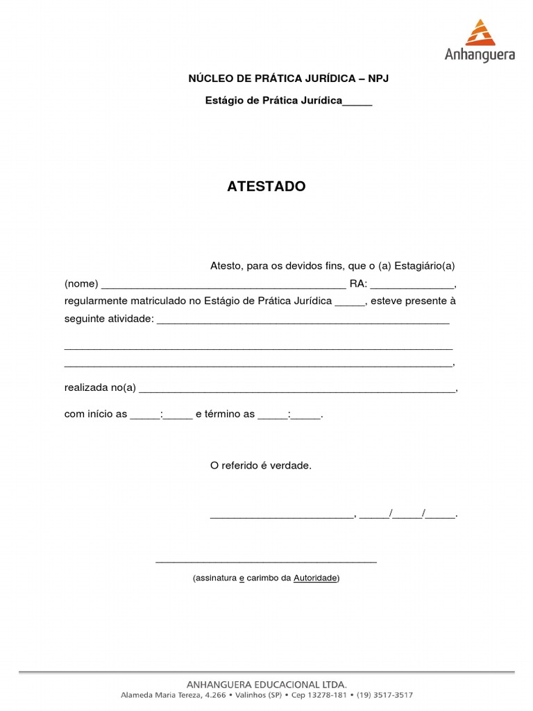 Modelo - Atestado PDF | PDF | Negócios | Finanças e Administração de ...