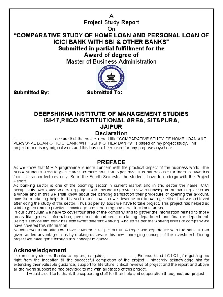 New sbi copy project pdf loans banks