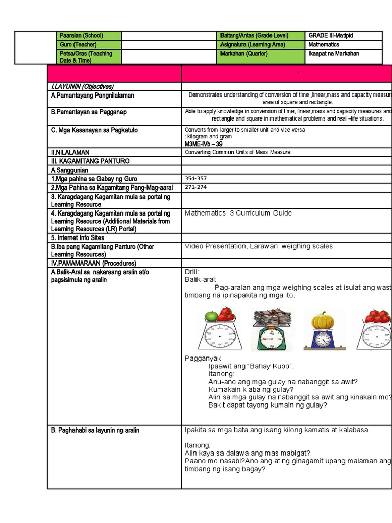 DLP FOR OBSERVATION Math | PDF