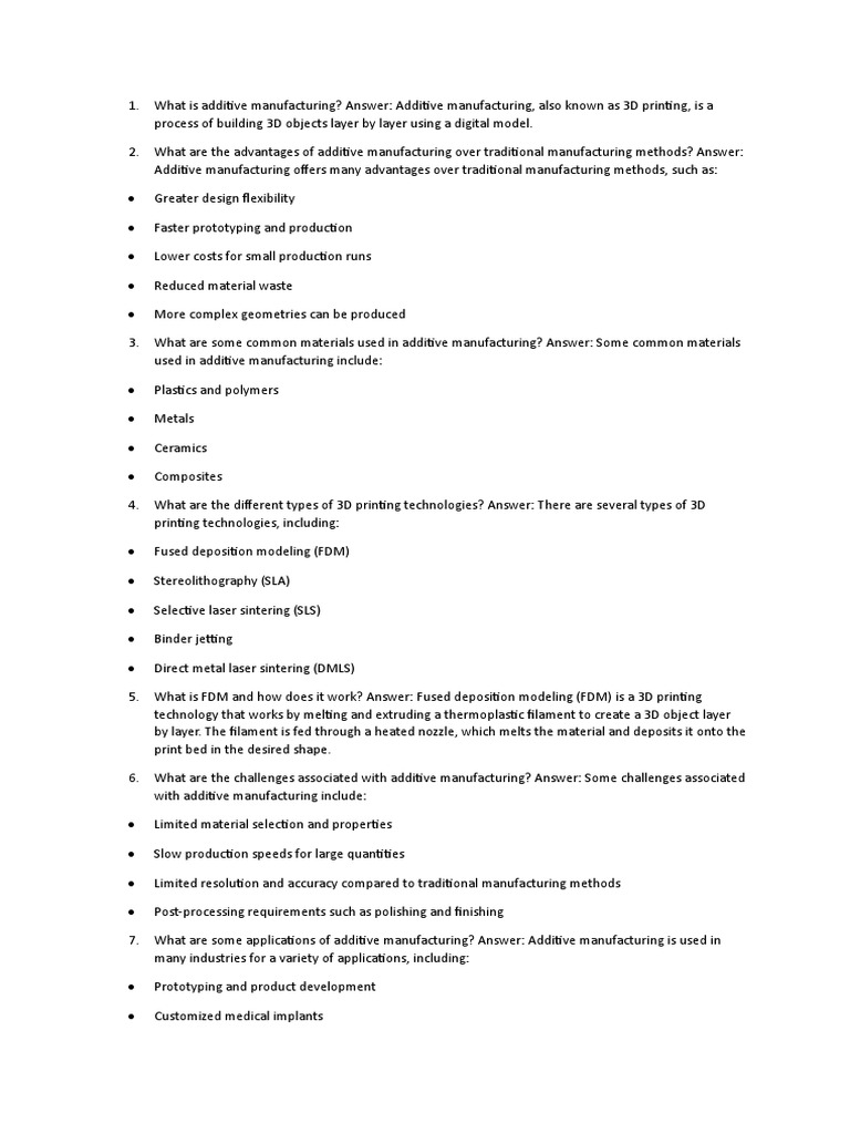 Additive Manufacturing Overview and Benefits | PDF | 3 D Printing ...