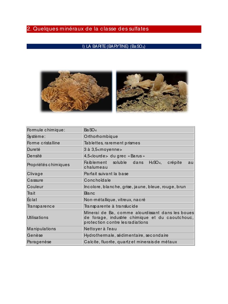 Minéraux de sulfates et halogénures | PDF | Minéral | Minéralogie