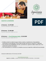 Inversión en sesiones de entrenamiento y cotización válida hasta marzo 2023