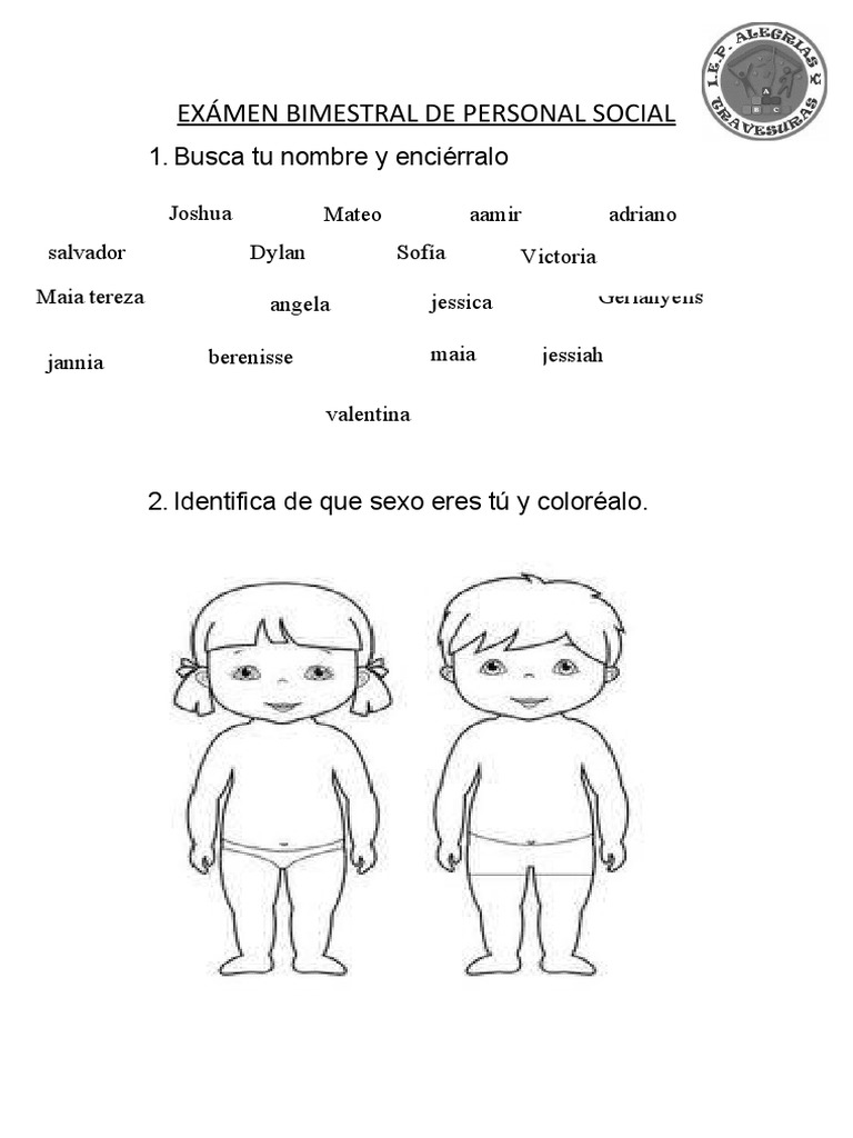 Examen 1er Bimestre de Personal Social | PDF